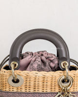 Dior Lady Dior Mini | Pink Grey Natural Wicker Gold Hardware-details