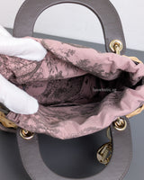 Dior Lady Dior Mini | Pink Grey Natural Wicker Gold Hardware-details