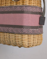 Dior Lady Dior Mini | Pink Grey Natural Wicker Gold Hardware-details