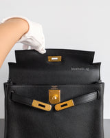 Kelly 28 Black Togo Gold Hardware