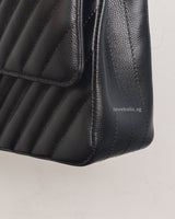 Chanel Classic Flap Chevron Medium | Black Caviar Silver Hardware-details