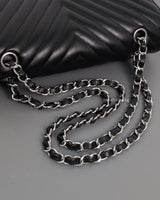 Chanel Classic Flap Chevron Medium | Black Caviar Silver Hardware-details