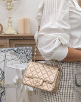 Chanel Classic Flap Mini Square | 21P Champagne Gold Lambskin Light Gold Hardware-model