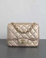 Chanel Classic Flap Mini Square | 21P Champagne Gold Lambskin Light Gold Hardware-front1