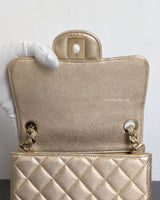 Chanel Classic Flap Mini Square | 21P Champagne Gold Lambskin Light Gold Hardware-details