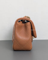 Chanel Classic Flap Mini Rectangle | 22S Caramel Lambskin Light Gold Hardware-side