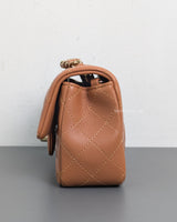 Chanel Classic Flap Mini Rectangle | 22S Caramel Lambskin Light Gold Hardware-details