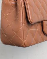 Chanel Classic Flap Mini Rectangle | 22S Caramel Lambskin Light Gold Hardware-details