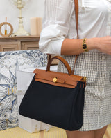 Hermes Herbag 31 | Blue Marine/Neutral Canvas Palladium Hardware-model