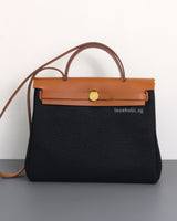Hermes Herbag 31 | Blue Marine/Neutral Canvas Palladium Hardware-front1