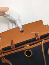 Hermes Herbag 31 | Blue Marine/Neutral Canvas Palladium Hardware-details