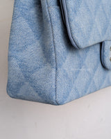 Chanel Classic Flap Small | 22B Light Blue Denim Gold Hardware-details
