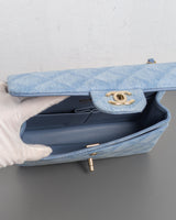 Chanel Classic Flap Small | 22B Light Blue Denim Gold Hardware-details