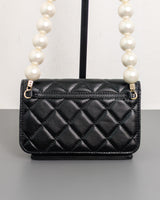 Chanel Clutch with Chain 20K Black Lambskin Silver Hardware-back
