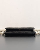 Chanel Clutch with Chain 20K Black Lambskin Silver Hardware-details