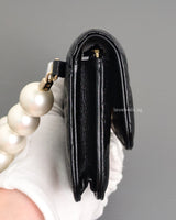 Chanel Clutch with Chain 20K Black Lambskin Silver Hardware-details