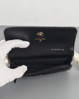 Chanel Clutch with Chain 20K Black Lambskin Silver Hardware-details