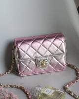 Flap Bag Gradient Pink Lambskin Light Gold Hardware