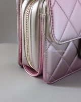 Flap Bag Gradient Pink Lambskin Light Gold Hardware