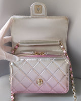 Flap Bag Gradient Pink Lambskin Light Gold Hardware