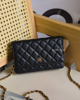 Wallet On Chain Black Caviar Gold Hardware