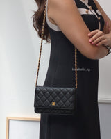 Wallet On Chain Black Caviar Gold Hardware