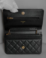 Wallet On Chain Black Caviar Gold Hardware