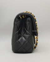 Chanel Pearl Crush Mini Square | Black Lambskin Gold Hardware-details