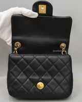 Chanel Pearl Crush Mini Square | Black Lambskin Gold Hardware-details