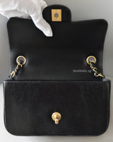 Chanel Mini Rectangle Lizard Skin | Black Brushed Gold Hardware-details