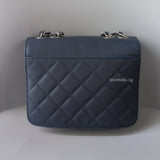 Chanel CC Box Flap Small  | Dark Blue Calfskin Silver Hardware-back
