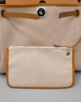 Hermes Herbag 31 | Ecru Beige Nature Canvas Palladium Hardware-details