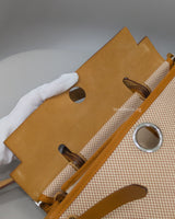 Hermes Herbag 31 | Ecru Beige Nature Canvas Palladium Hardware-details