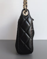 Chanel Clutch on Chain in Black Mesh 25S | Lambskin Light Gold Hardware-details
