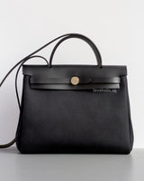 Hermes Herbag 31 | Noir / Noir Canvas Palladium Hardware-front1