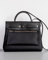 Hermes Herbag 31 | Noir / Noir Canvas Palladium Hardware-back