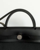 Hermes Herbag 31 | Noir / Noir Canvas Palladium Hardware-details