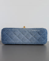 Chanel Classic Flap Mini Rectangle | 24S Blue Denim Brushed Gold Hardware-details