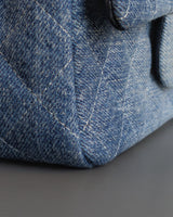 Chanel Classic Flap Mini Rectangle | 24S Blue Denim Brushed Gold Hardware-details