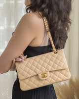 Chanel Classic Flap Medium | Beige Lambskin Light Gold Hardware-model