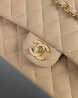 Chanel Classic Flap Medium | Beige Lambskin Light Gold Hardware-details