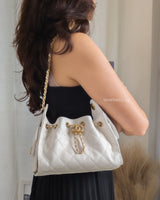  Chanel 25 Mini  | White Caviar Brushed Gold Hardware-model