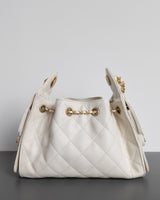  Chanel 25 Mini  | White Caviar Brushed Gold Hardware-back
