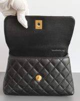 Chanel Coco Handle Small | Black Caviar Brushed Gold Hardware-details