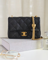 Chanel Mini Rectangle 23P Black Sweet Heart Crush  Caviar Brushed Gold Hardware-front
