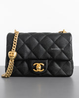 Chanel Mini Rectangle 23P Black Sweet Heart Crush  Caviar Brushed Gold Hardware-front1