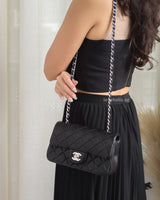Chanel Classic Flap Mini Rectangle  | Black Lambskin Silver Hardware-model