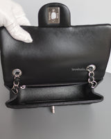 Chanel Classic Flap Mini Rectangle  | Black Lambskin Silver Hardware-details