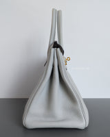 Hermes Birkin Retourne 30 | Blue Pale Taurillon Clemence Gold Hardware-side