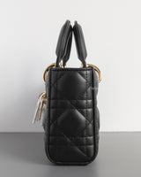 Dior Lady D-Joy Small | Black Lambskin Light Gold Hardware-details